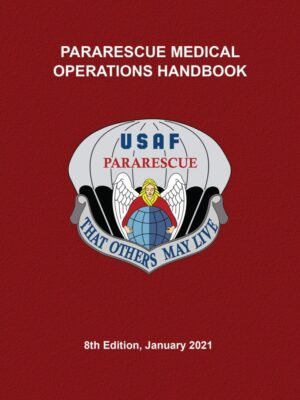 A red book cover with the words " pararescue medical operations handbook ".