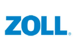 A blue and white logo of zolla